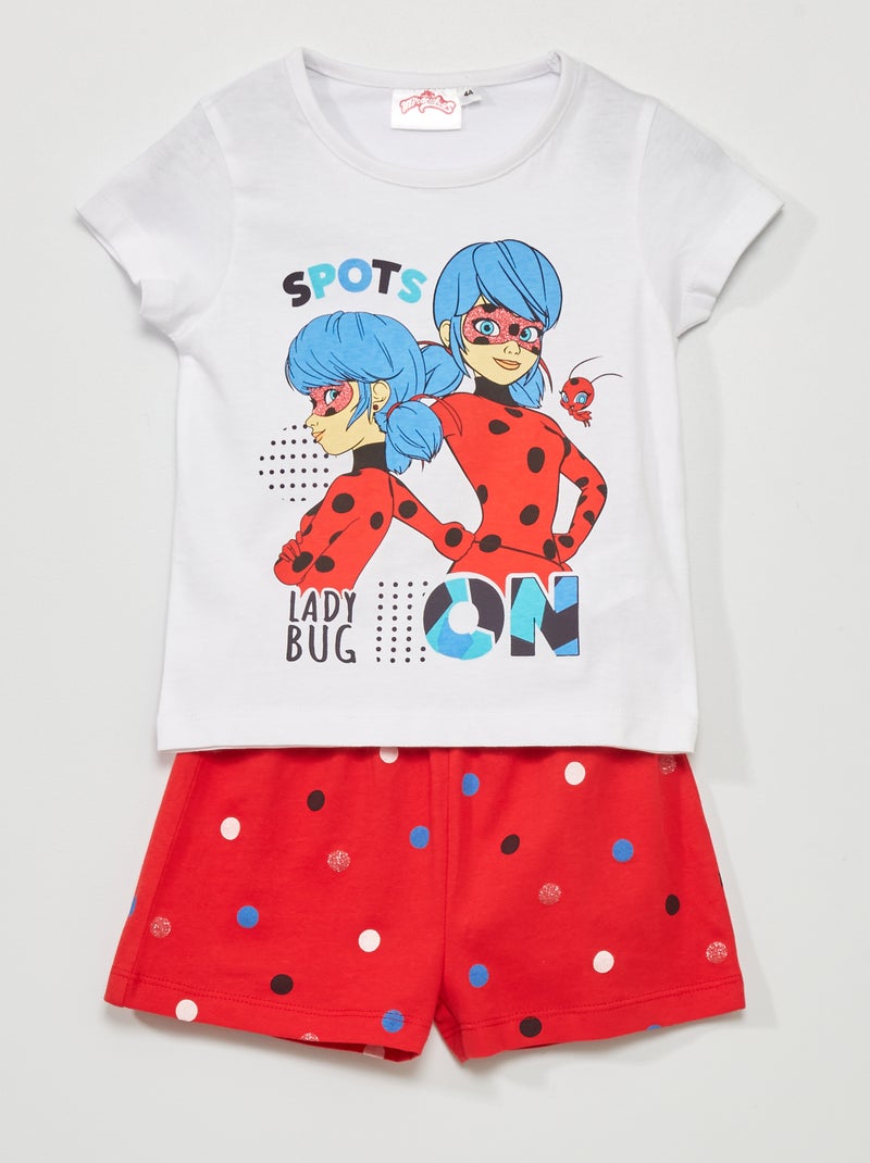 Pyjama short 'Lady Bug' - 2 pièces blanc/rouge - Kiabi