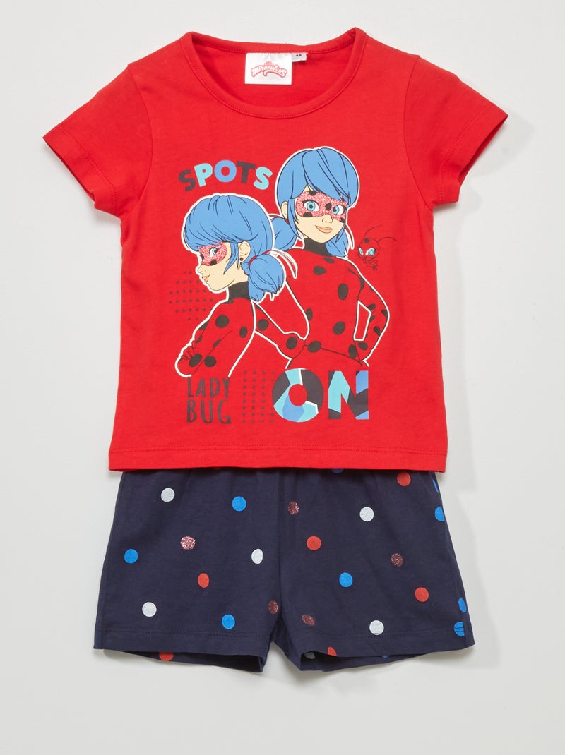 Pyjama short 'Lady Bug' - 2 pièces rouge/bleu - Kiabi