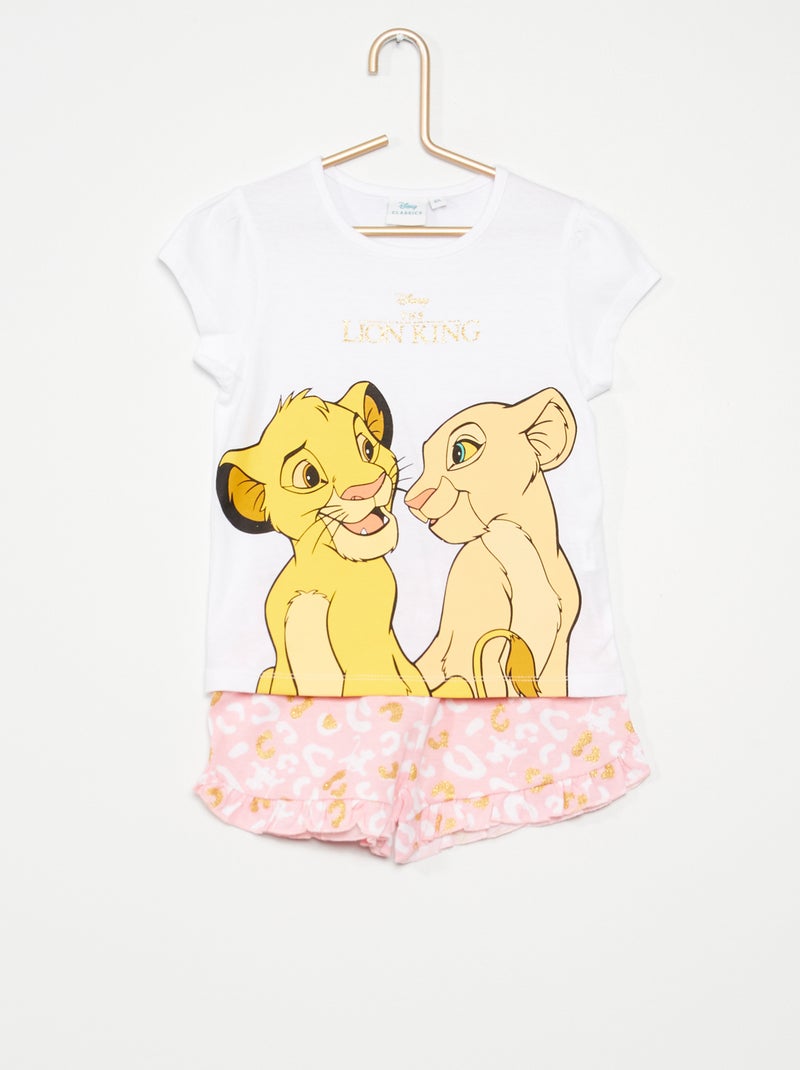 Pyjama short 'Le Roi Lion' blanc/rose - Kiabi