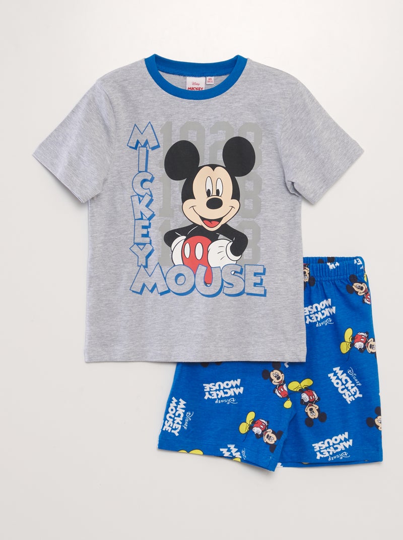 Pyjama short 'Mickey' - 2 pièces gris/bleu - Kiabi