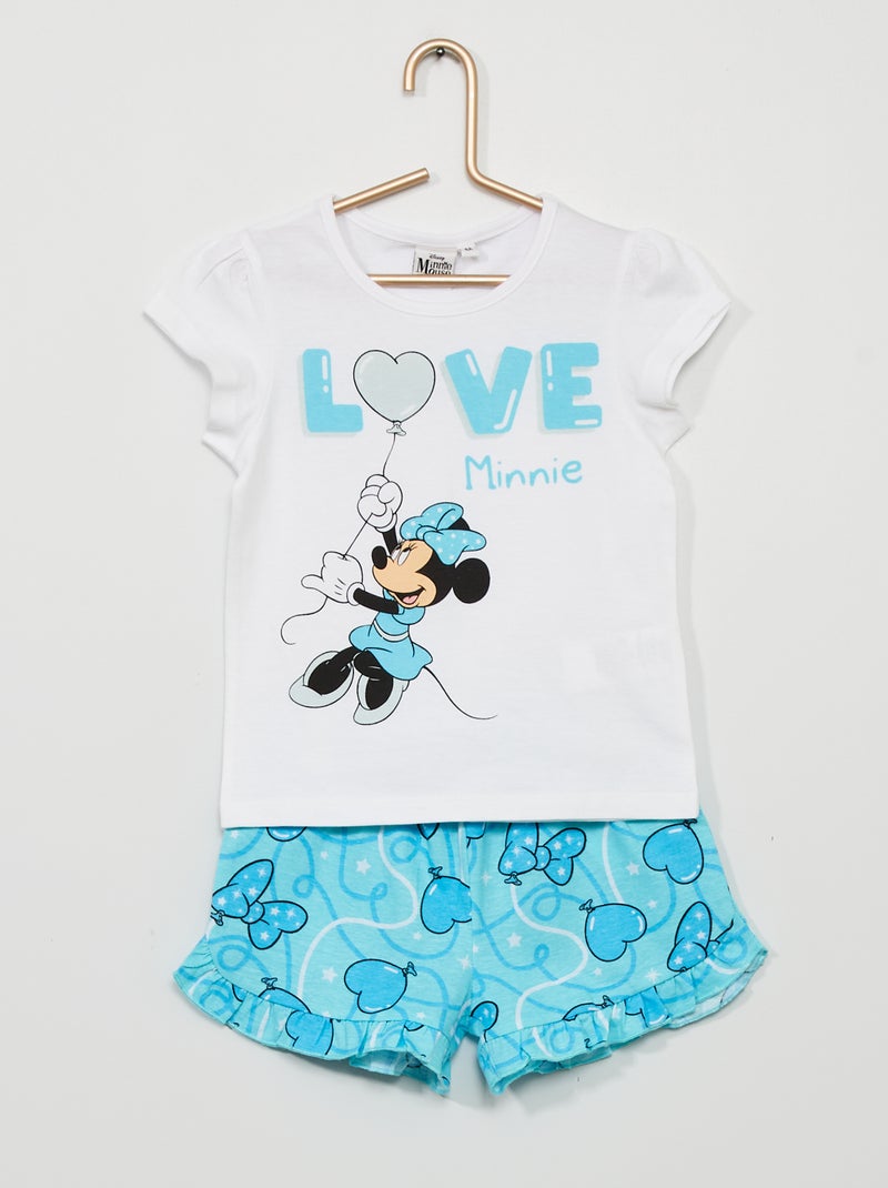 Pyjama short 'Minnie' blanc/bleu - Kiabi