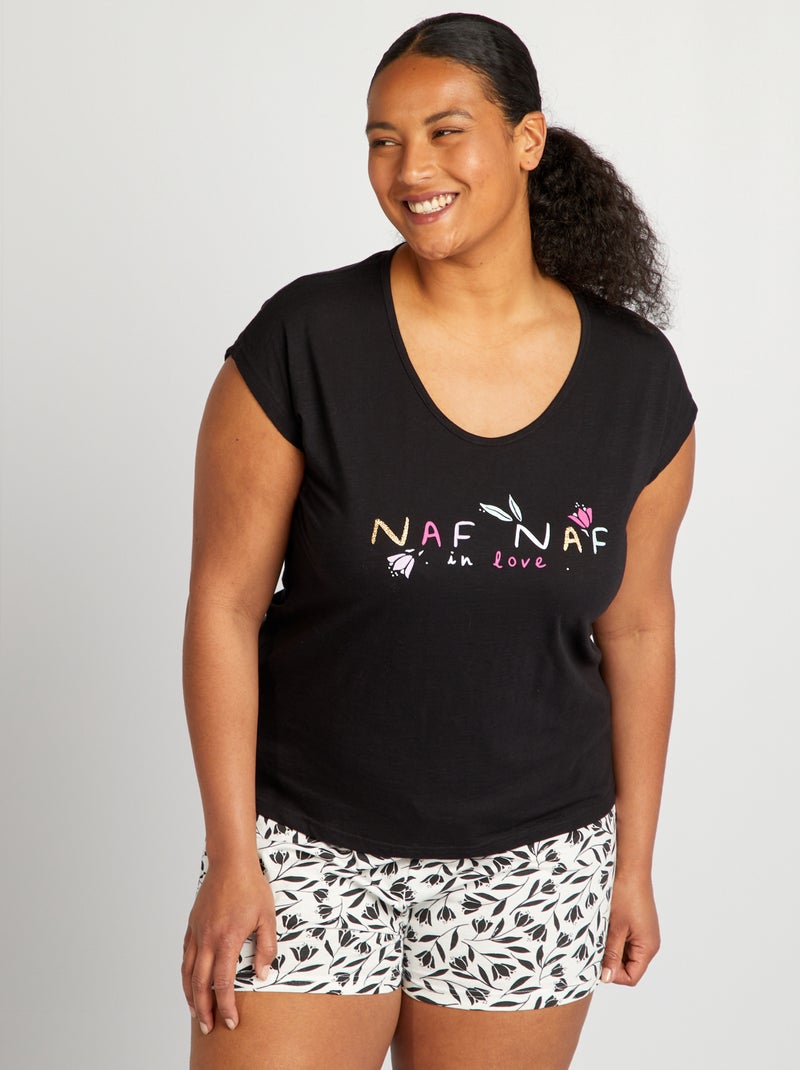 Pyjama short 'Naf Naf' - 2 pièces Noir - Kiabi