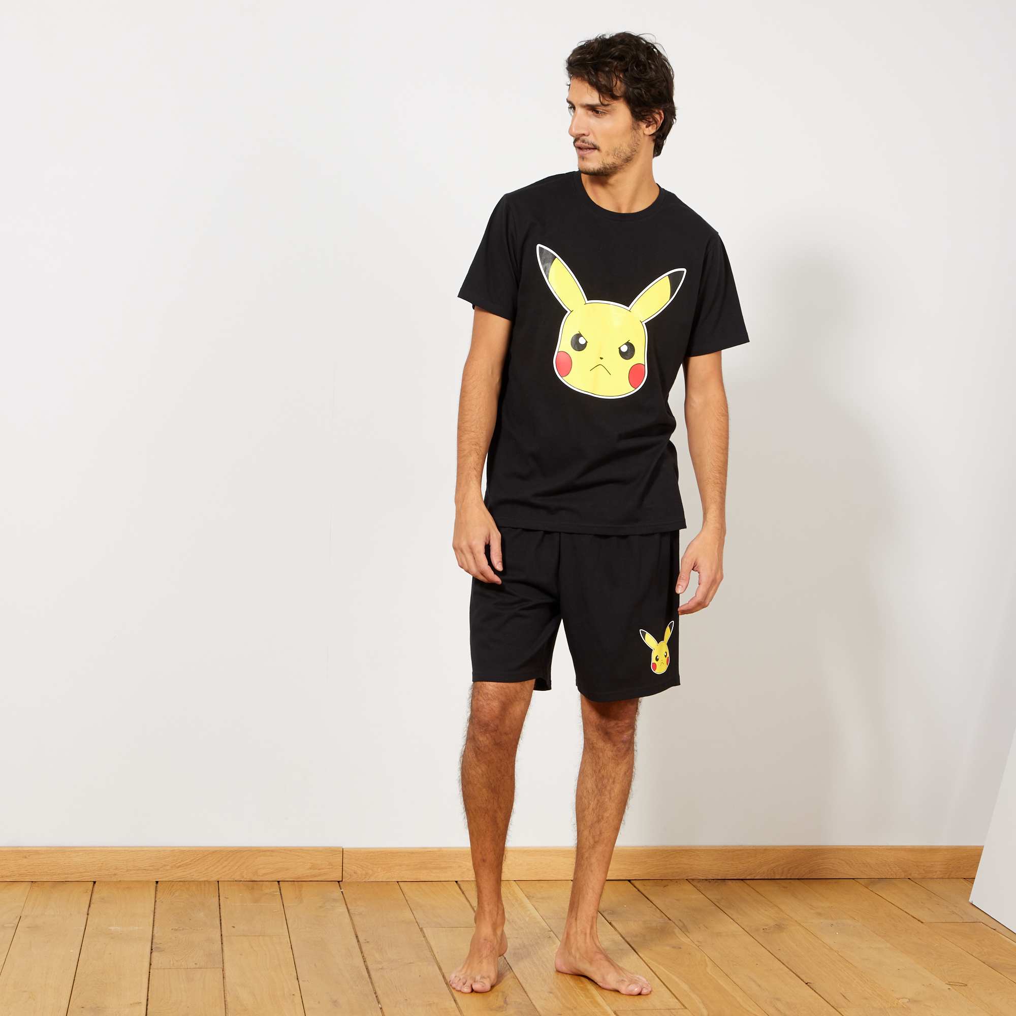 Pyjama short 'Pokémon' Homme - noir/jaune - Kiabi - 18,00€