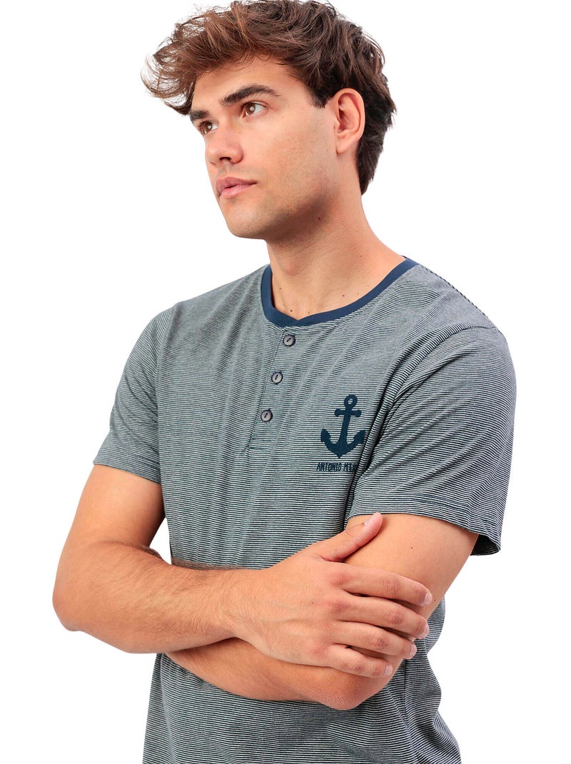 Pyjama short polo Anchor Antonio Miro Bleu marine - Kiabi