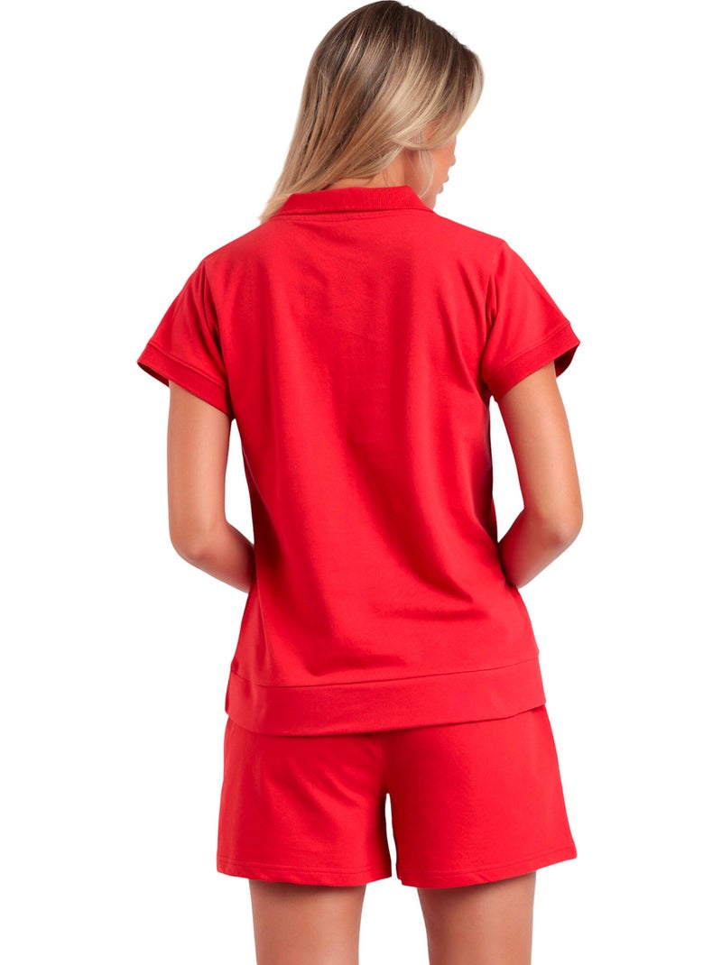 Pyjama short polo Mickey NY Summer Disney Rouge - Kiabi