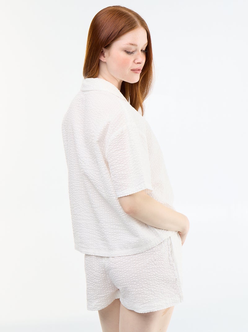 Pyjama short rayé - 2 pièces Blanc - Kiabi