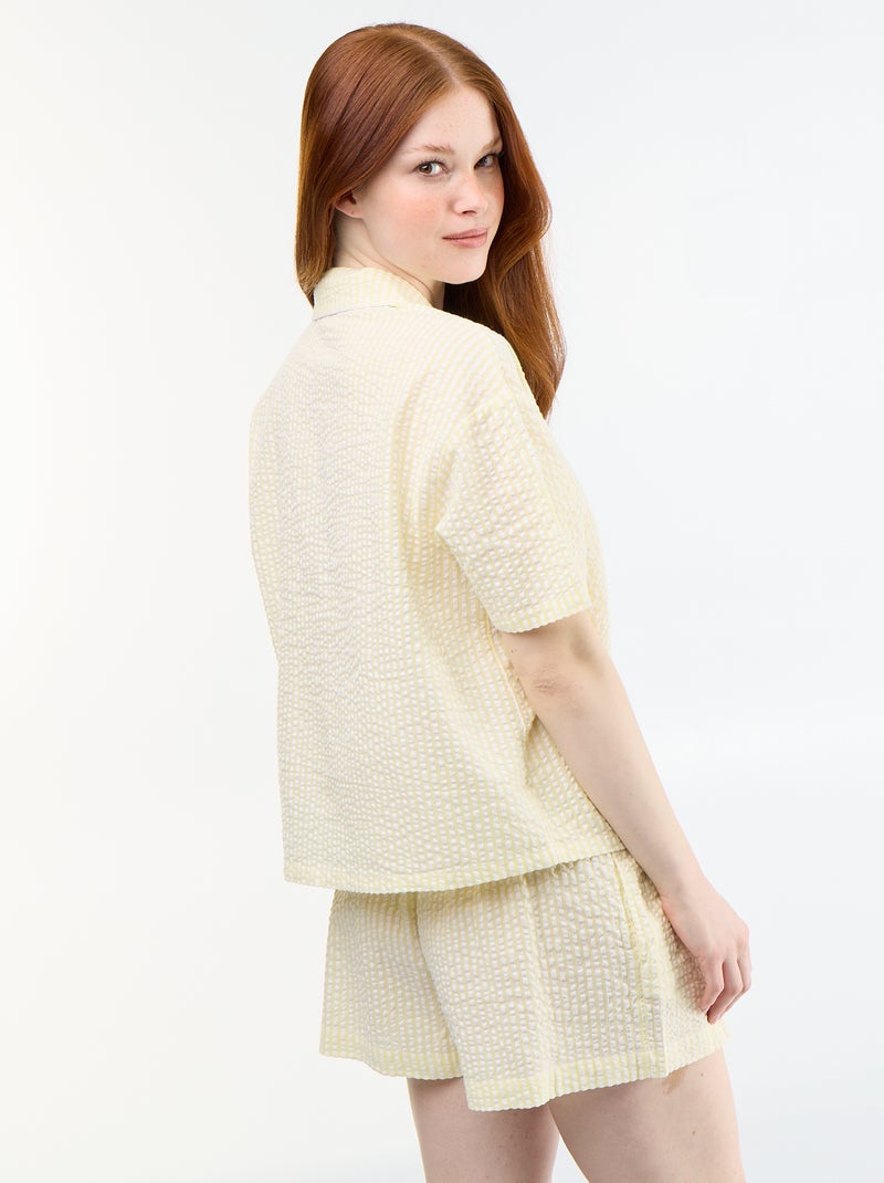 Pyjama short rayé - 2 pièces Jaune - Kiabi