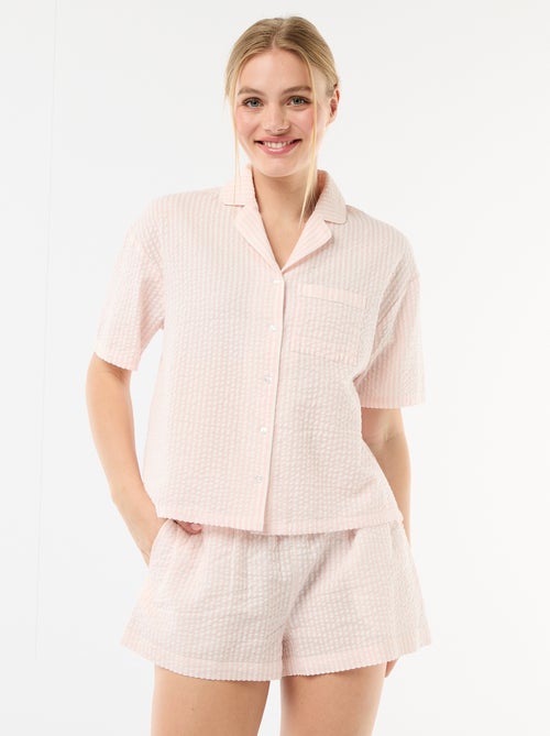 Pyjama short rayé - 2 pièces - Kiabi
