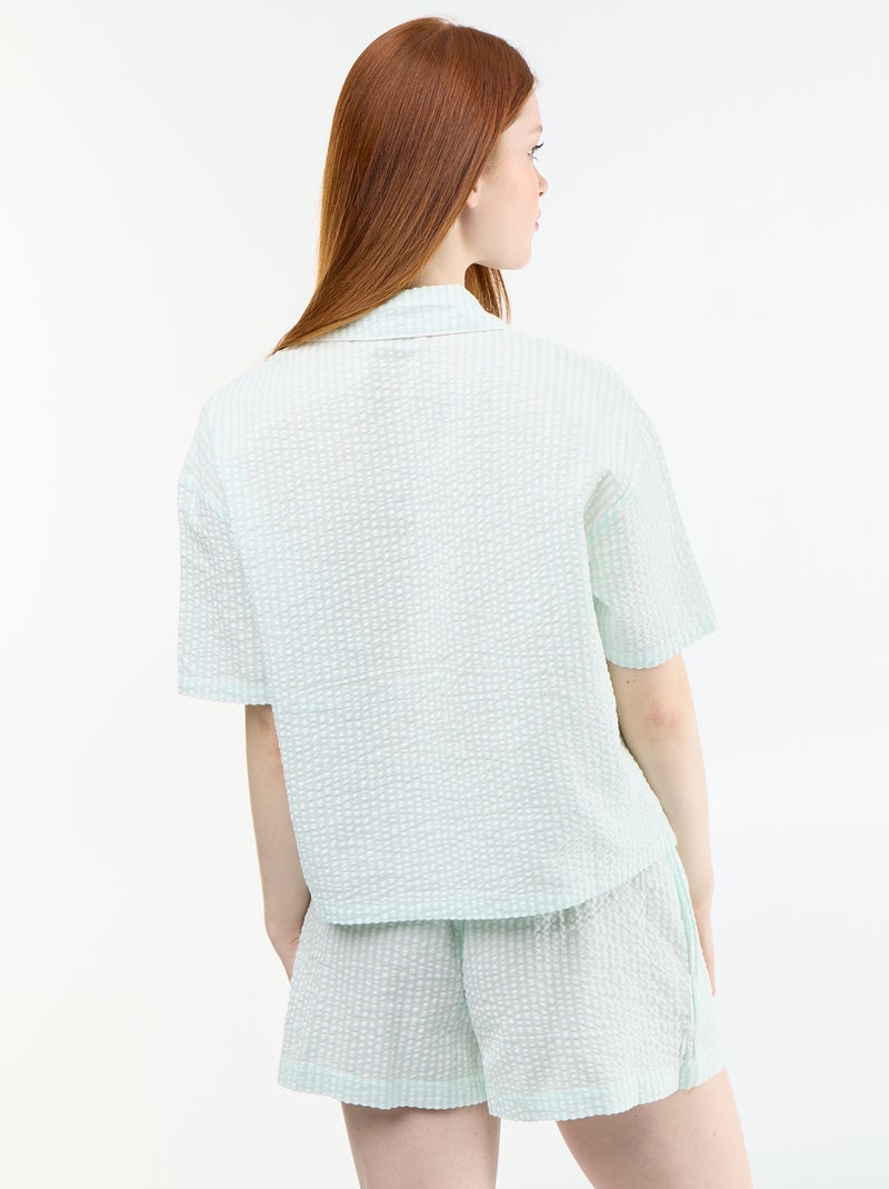 Pyjama short rayé - 2 pièces Vert - Kiabi