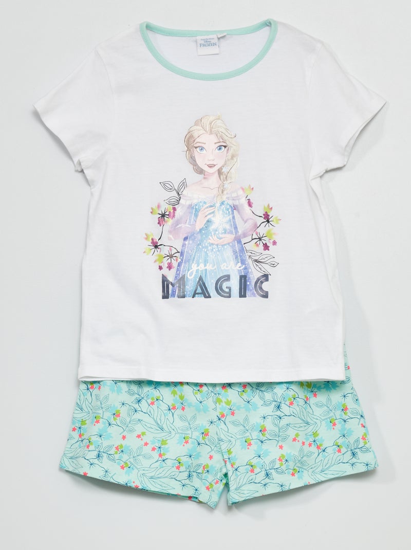 Pyjama short 'Reine des neiges' 'Disney' - 2 pièces blanc/bleu - Kiabi
