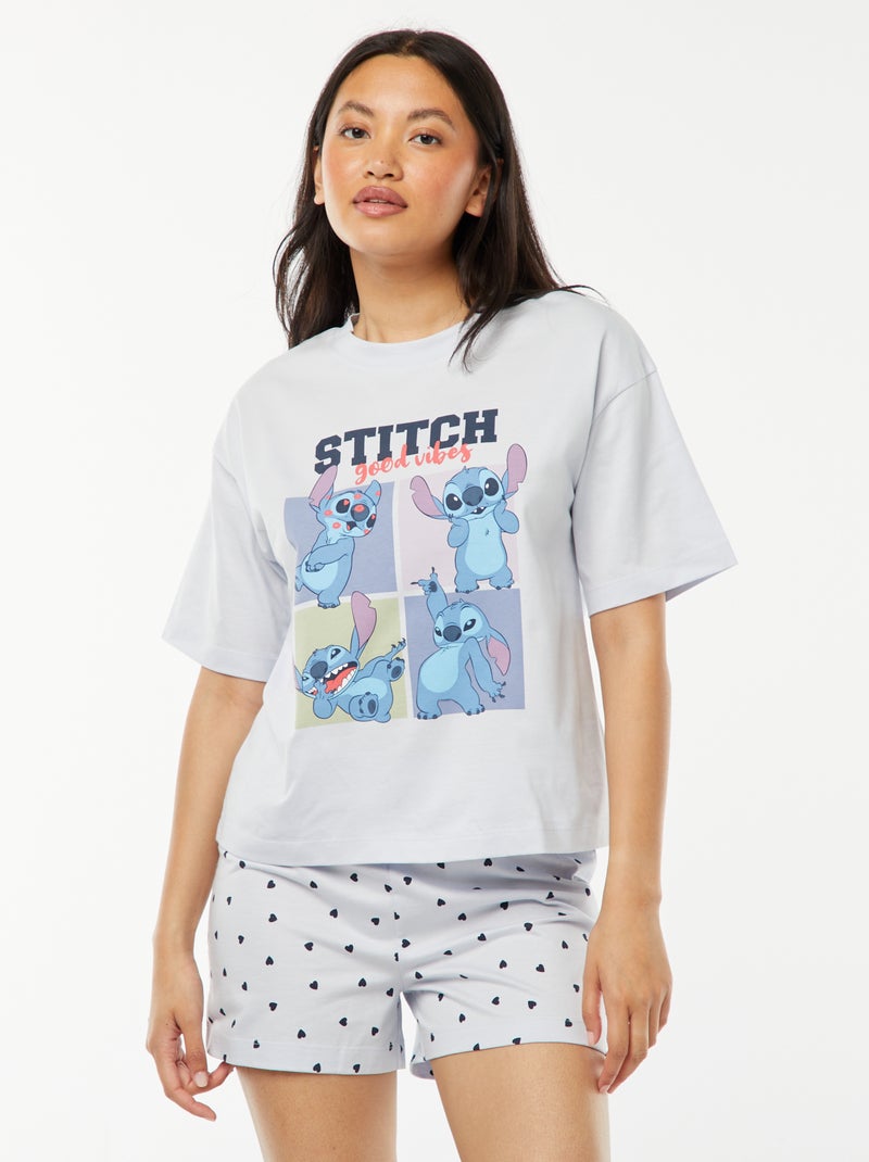 Pyjama short 'Stitch' - 2 pièces Bleu - Kiabi