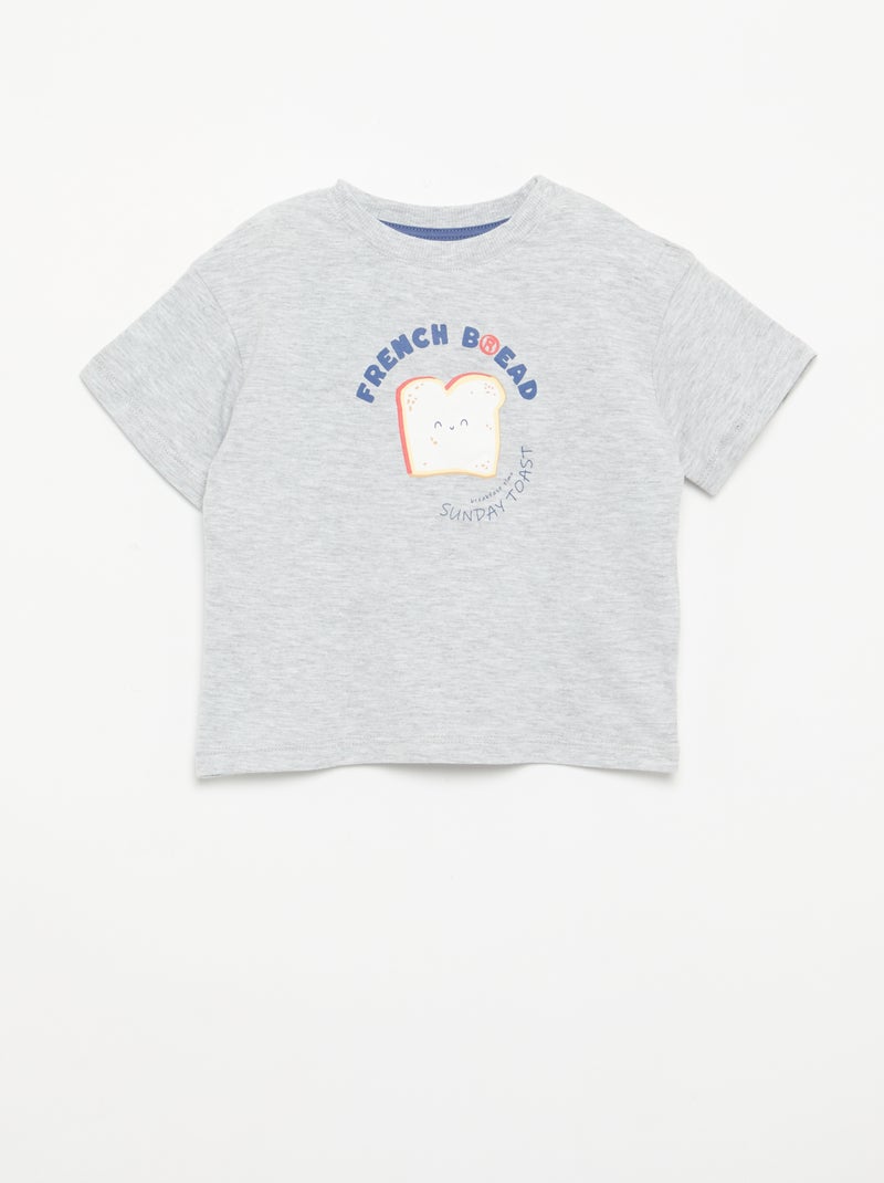 Pyjama short + T-shirt - 2 pièces Gris - Kiabi