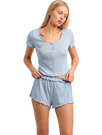 Pyjama short t-shirt à boutons Santorini