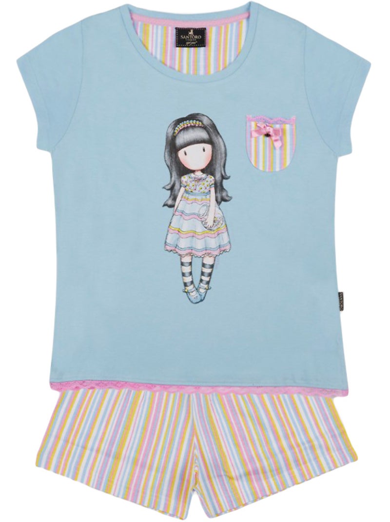 Pyjama short t-shirt And All Things Nice Santoro bleu Bleu - Kiabi