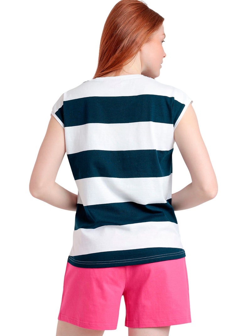 Pyjama short t-shirt Barbie Stripes Bleu marine - Kiabi