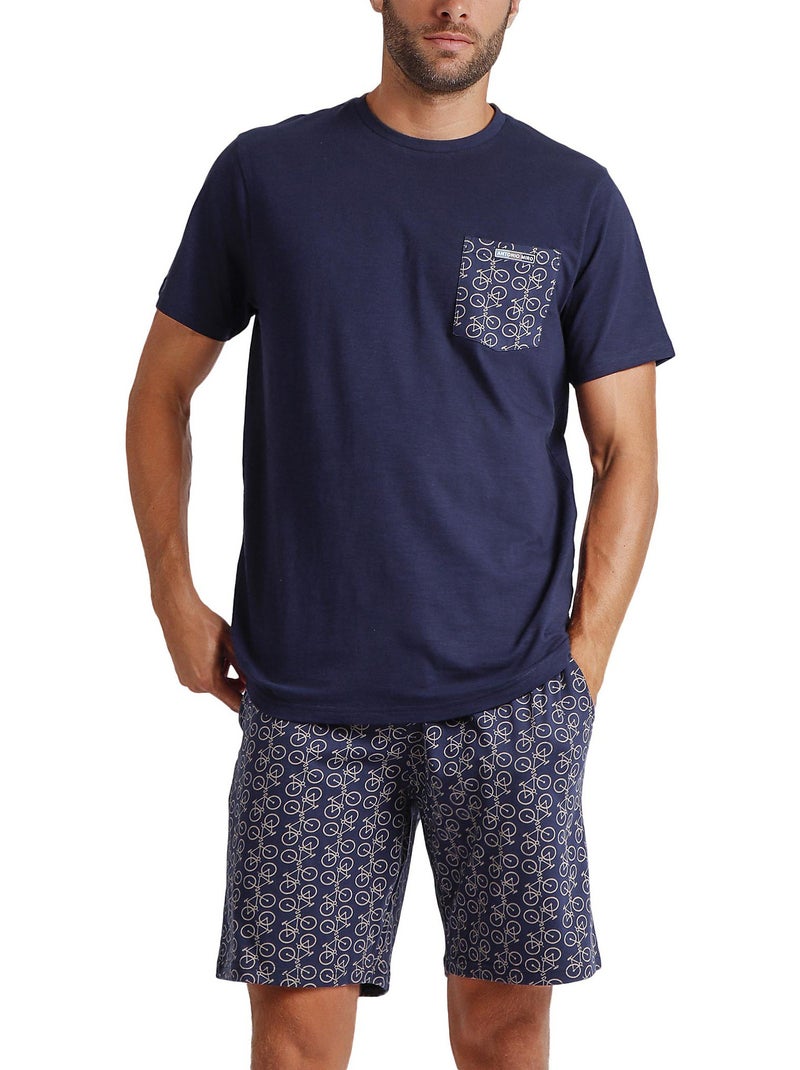 Pyjama short t-shirt Bikely Antonio Miro Bleu marine - Kiabi