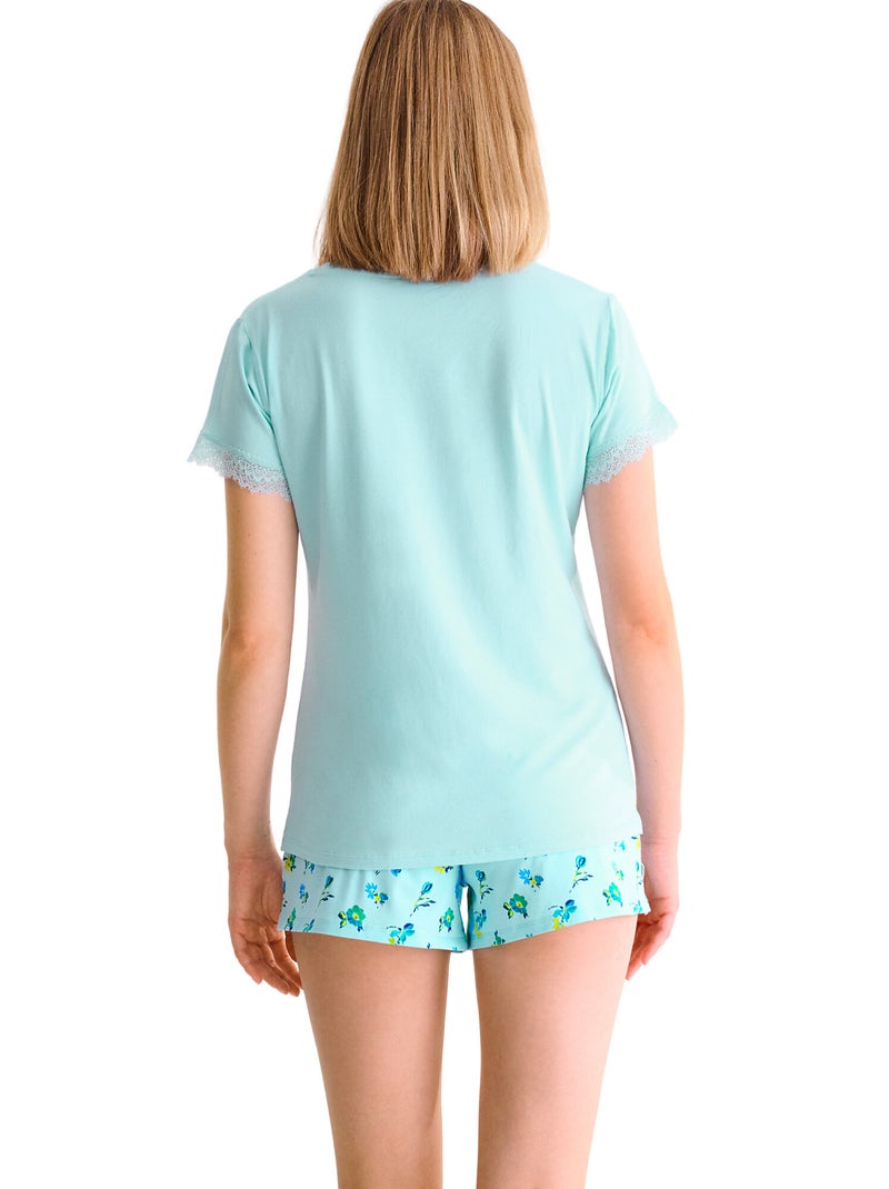 Pyjama short t-shirt BLOOMY Bleu - Kiabi