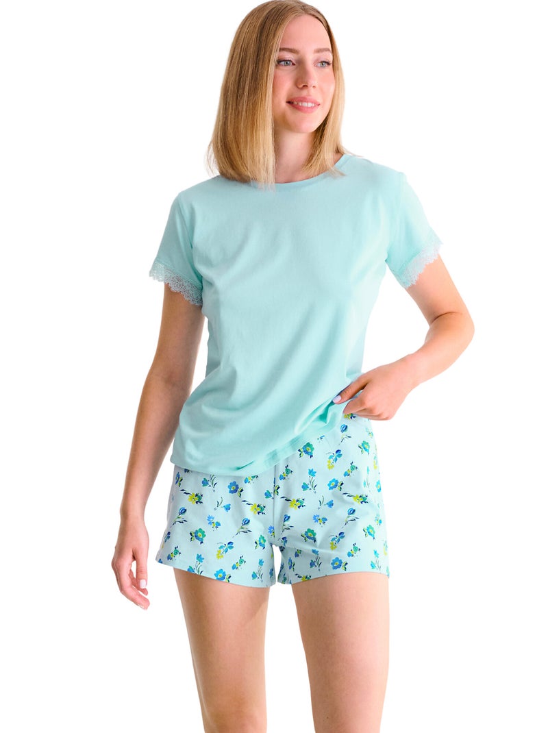 Pyjama short t-shirt BLOOMY Bleu - Kiabi