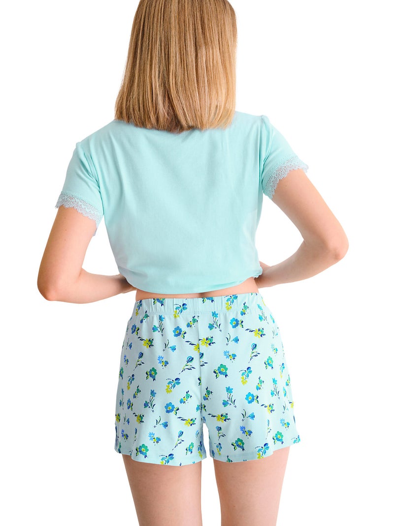 Pyjama short t-shirt BLOOMY Bleu - Kiabi