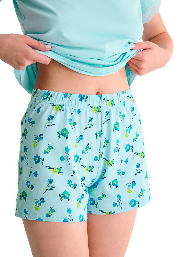 Pyjama short t-shirt BLOOMY Bleu - Kiabi