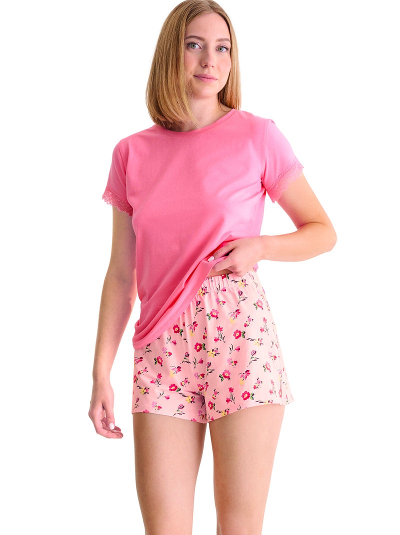 Pyjama short t-shirt BLOOMY Rose - Kiabi