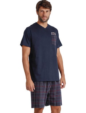 Pyjama Homme Court 100% Coton Pierre Cardin - Ensemble T-shirt Et Short, Confortable Et élégant Pour La Nuit
