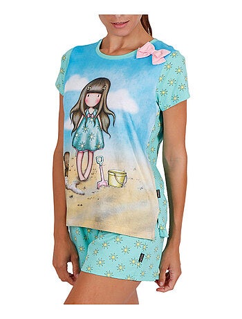 Pyjama short t-shirt Hello Summer Santoro bleu