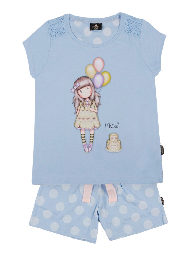 Pyjama short t-shirt I Wish Santoro bleu Bleu - Kiabi