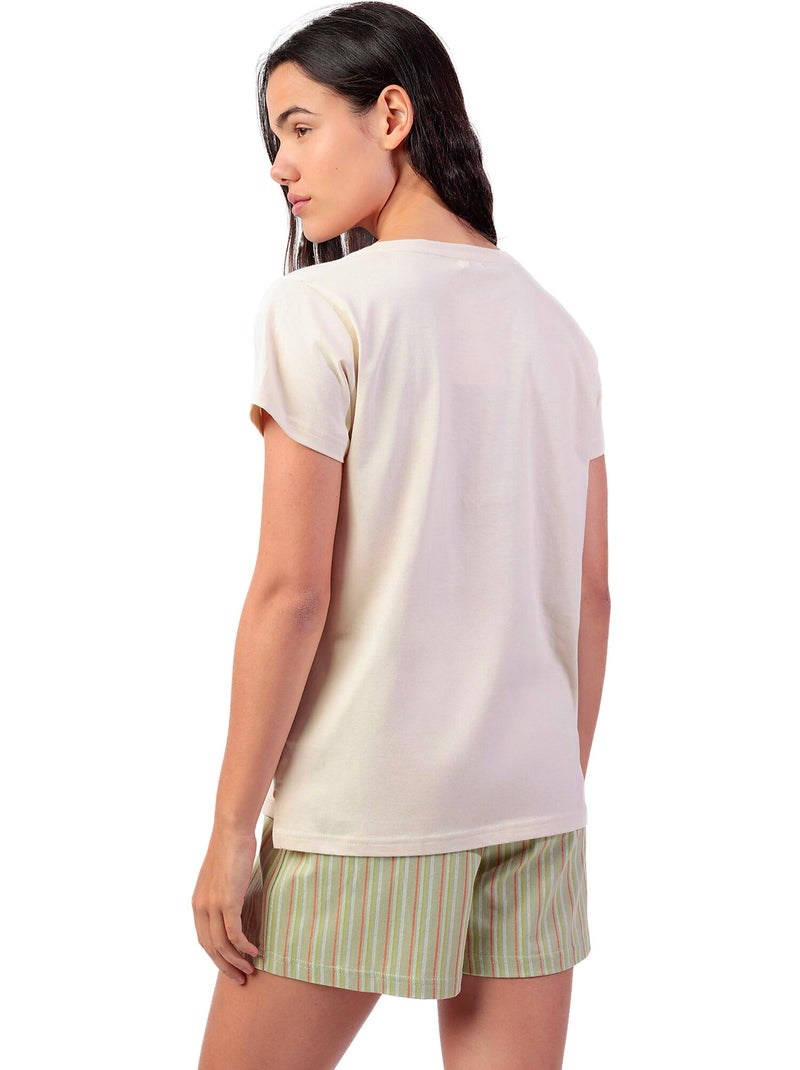 Pyjama short t-shirt Its Summer Time Ecru - Kiabi
