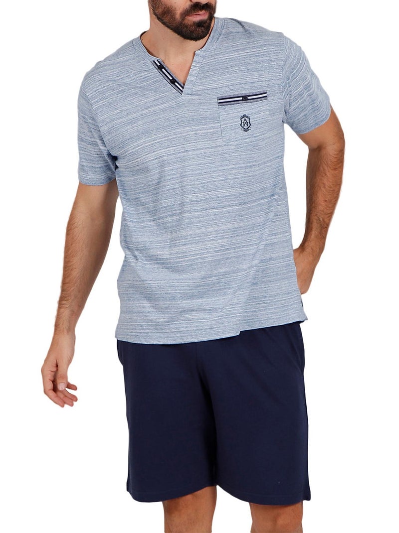 Pyjama short t-shirt Light Stripes bleu Bleu - Kiabi