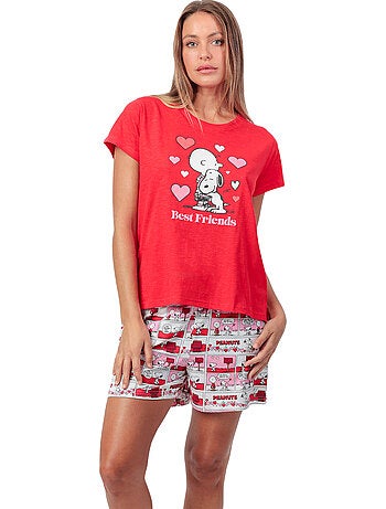 Pyjama short t-shirt love valentines peanuts