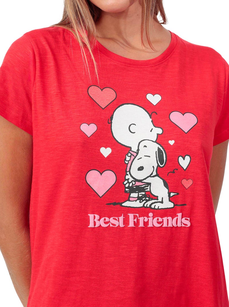 Pyjama short t-shirt love valentines peanuts Rouge - Kiabi
