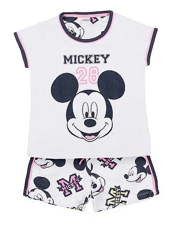 Pyjama short t-shirt Mickey 28 Disney blanc