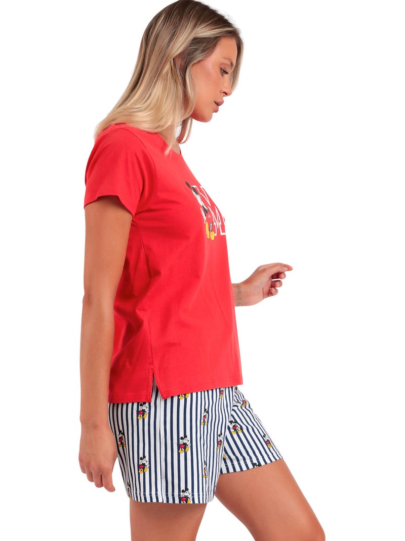 Pyjama short t-shirt Mickey NY Summer Disney Rouge - Kiabi