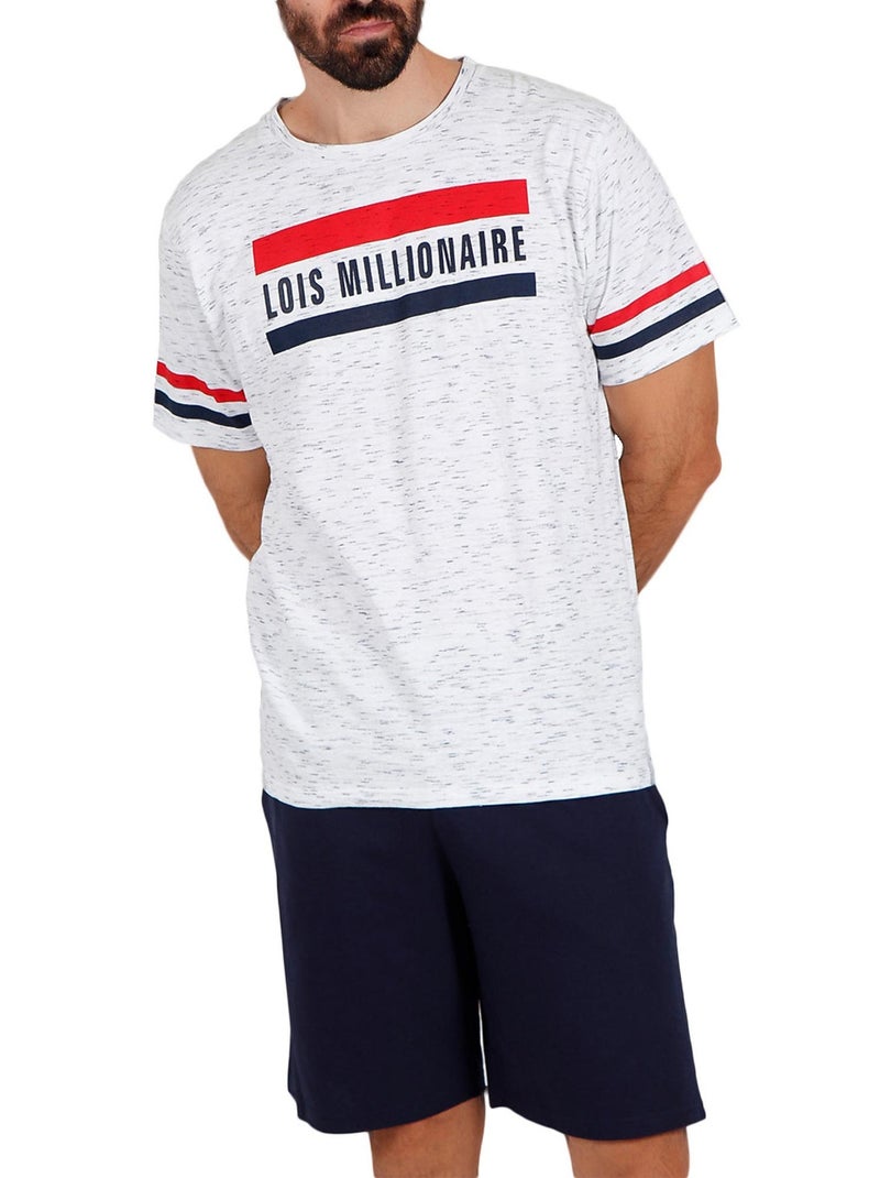 Pyjama short t-shirt Millionnaire Lois blanc Blanc - Kiabi