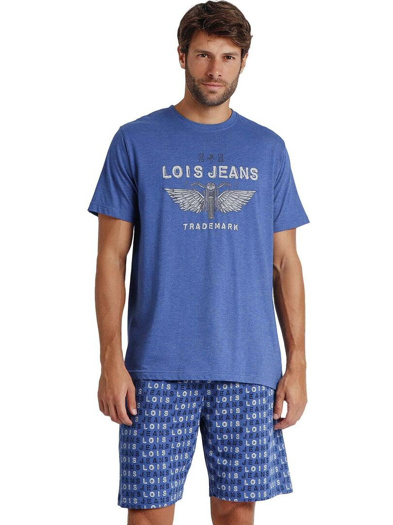 Pyjama short t-shirt Motowings Lois Bleu - Kiabi