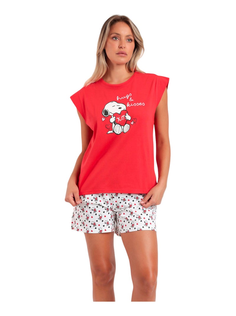Pyjama short t-shirt Peanuts In My Heart Rouge - Kiabi