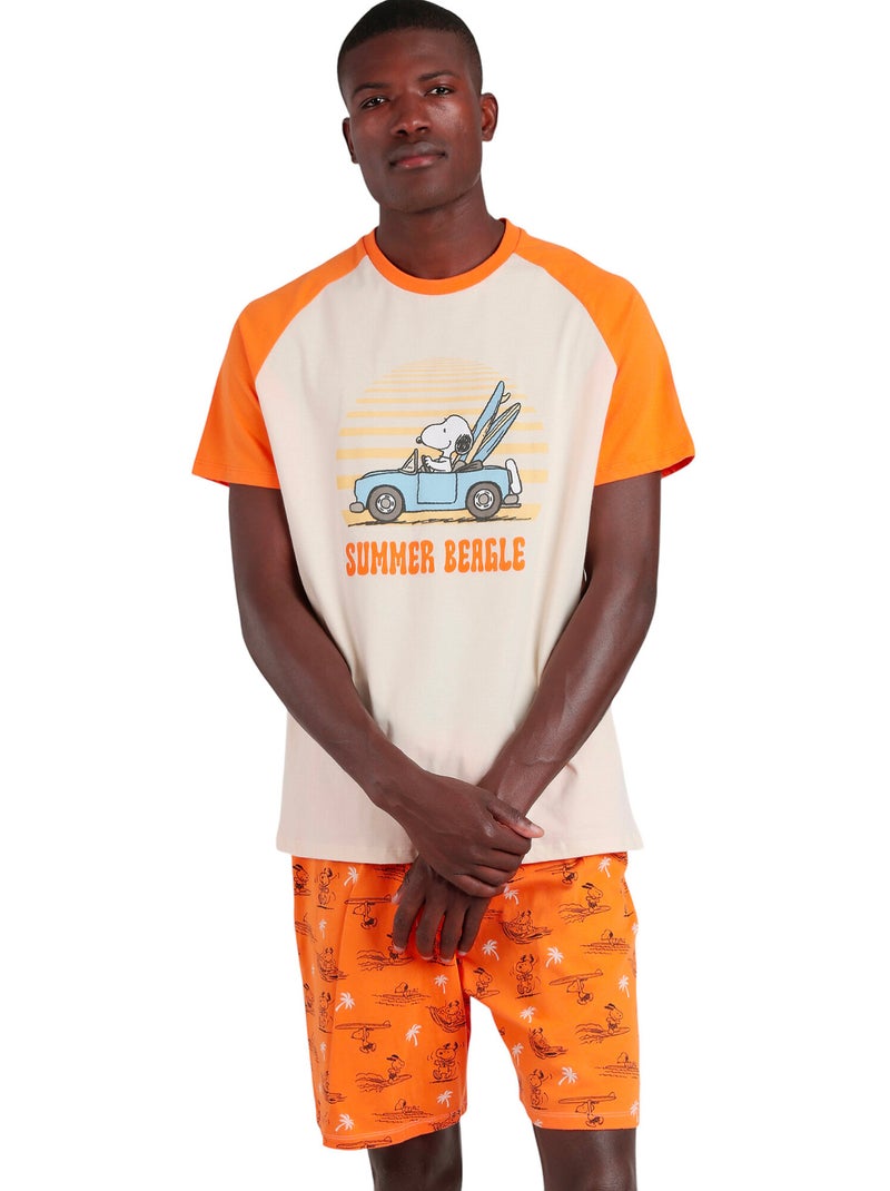 Pyjama short t-shirt Peanuts Summer Beagle Orange - Kiabi