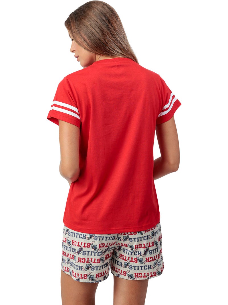 Pyjama short t-shirt stitch university disney Rouge - Kiabi