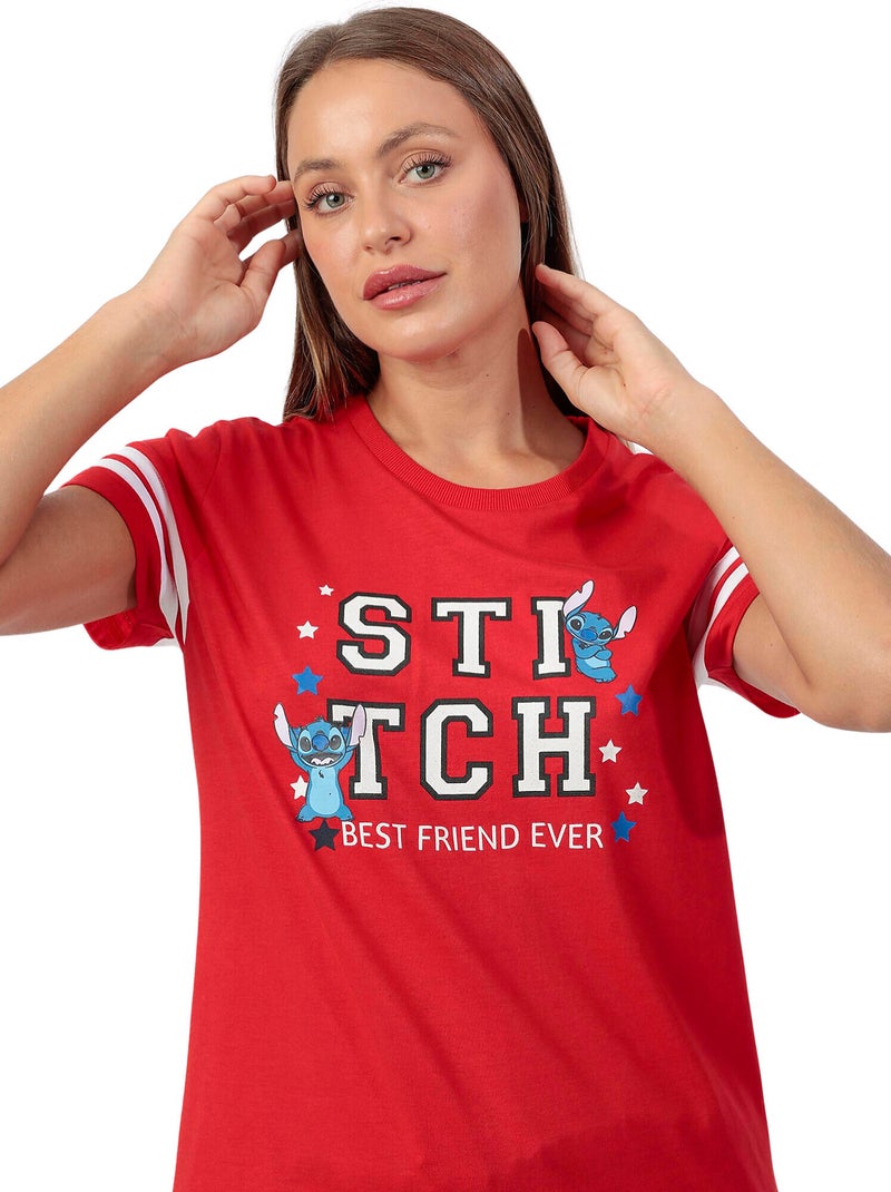 Pyjama short t-shirt stitch university disney Rouge - Kiabi