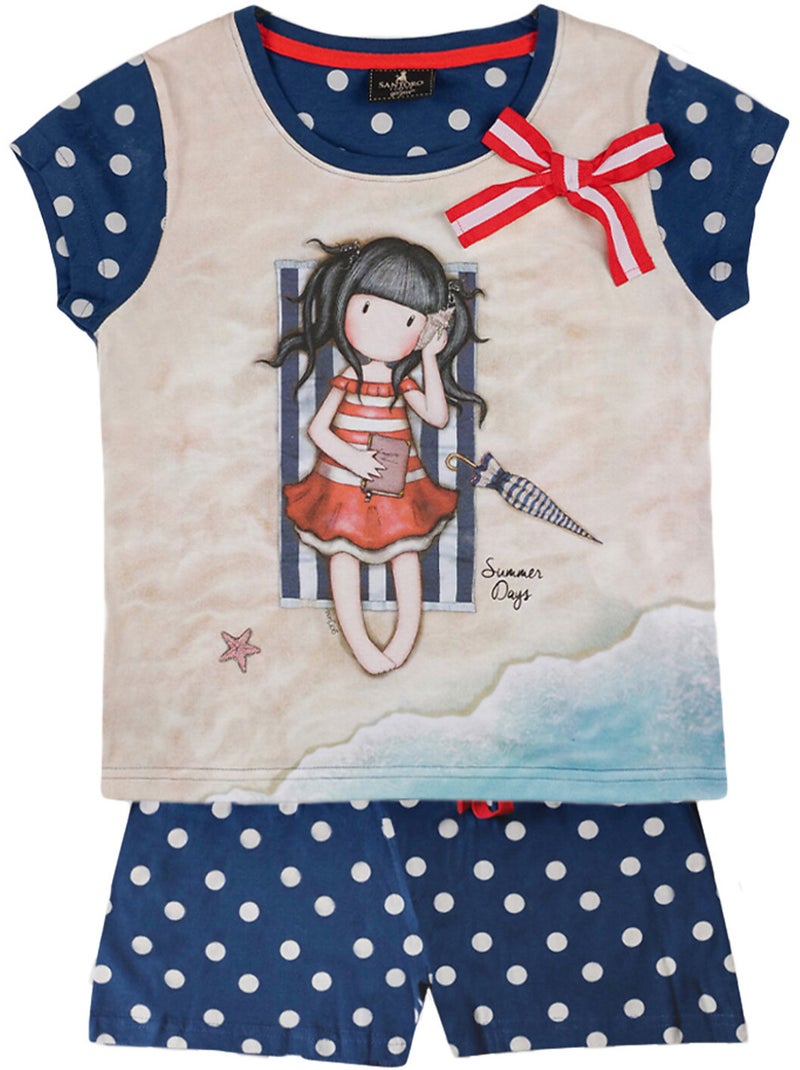 Pyjama short t-shirt summer days santoro Bleu marine - Kiabi