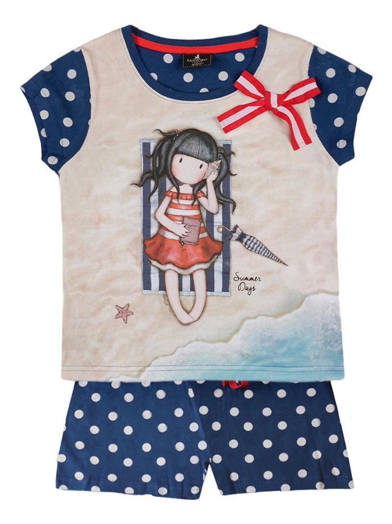 Pyjama short t-shirt Summer Days Santoro marine Bleu marine - Kiabi