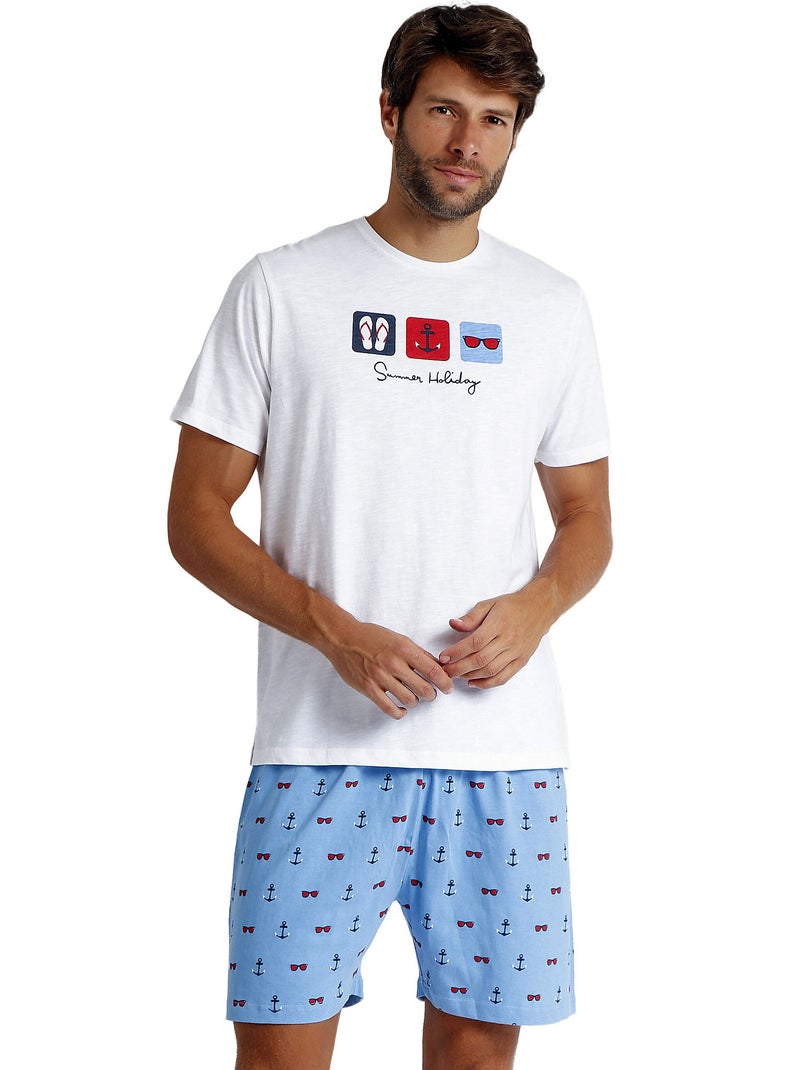 Pyjama short t-shirt Summer Holidays Blanc - Kiabi
