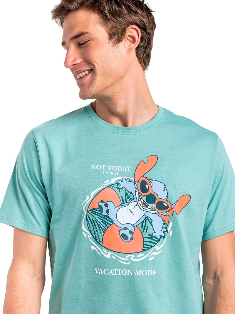 Pyjama short t-shirt vacation mode disney Vert - Kiabi