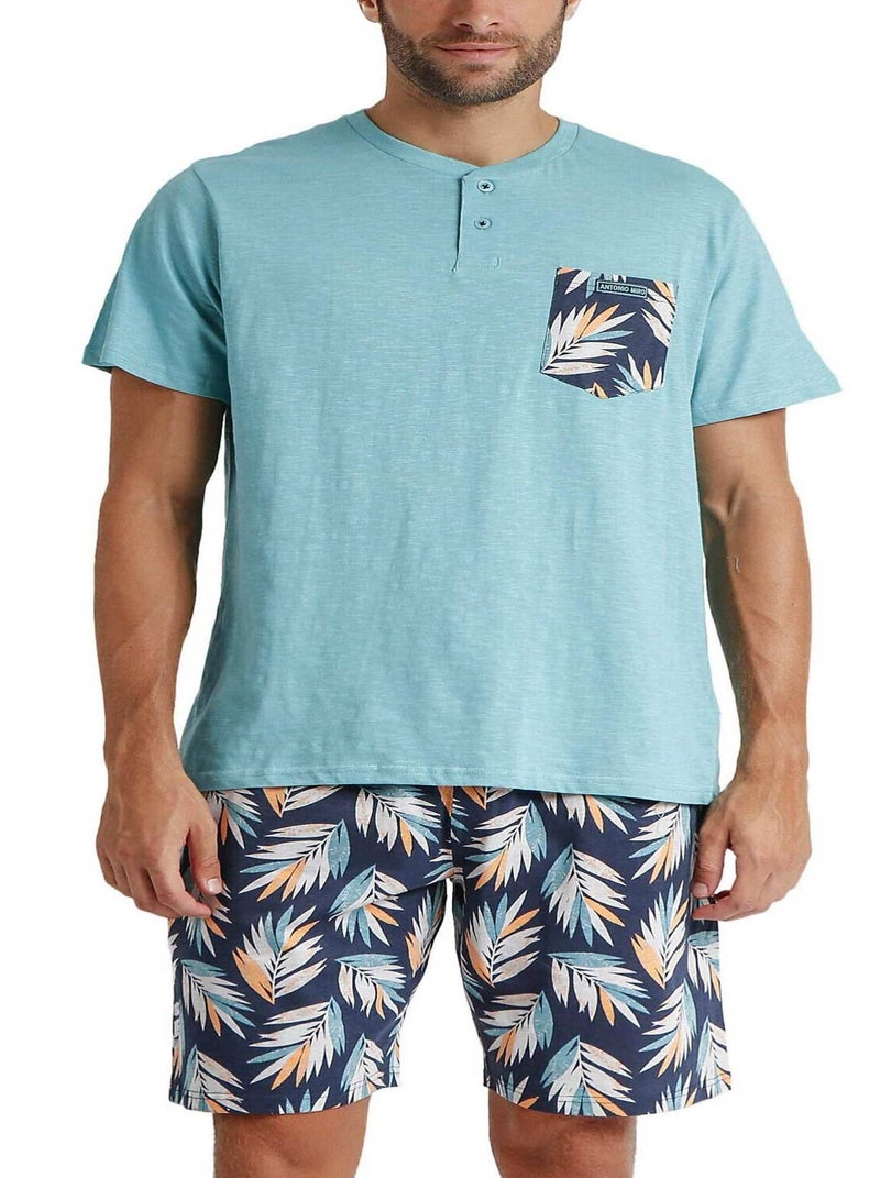 Pyjama short t-shirt Work Antonio Miro Bleu turquoise - Kiabi