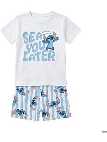 Pyjama shortama enfant - 100% coton léger et respirant - lilo & stitch disney