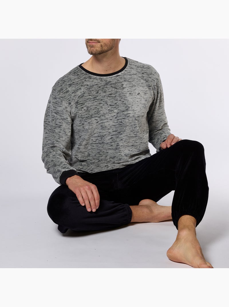 Pyjama   simplicity is the ke gris chiné/marine - hechter Gris clair - Kiabi