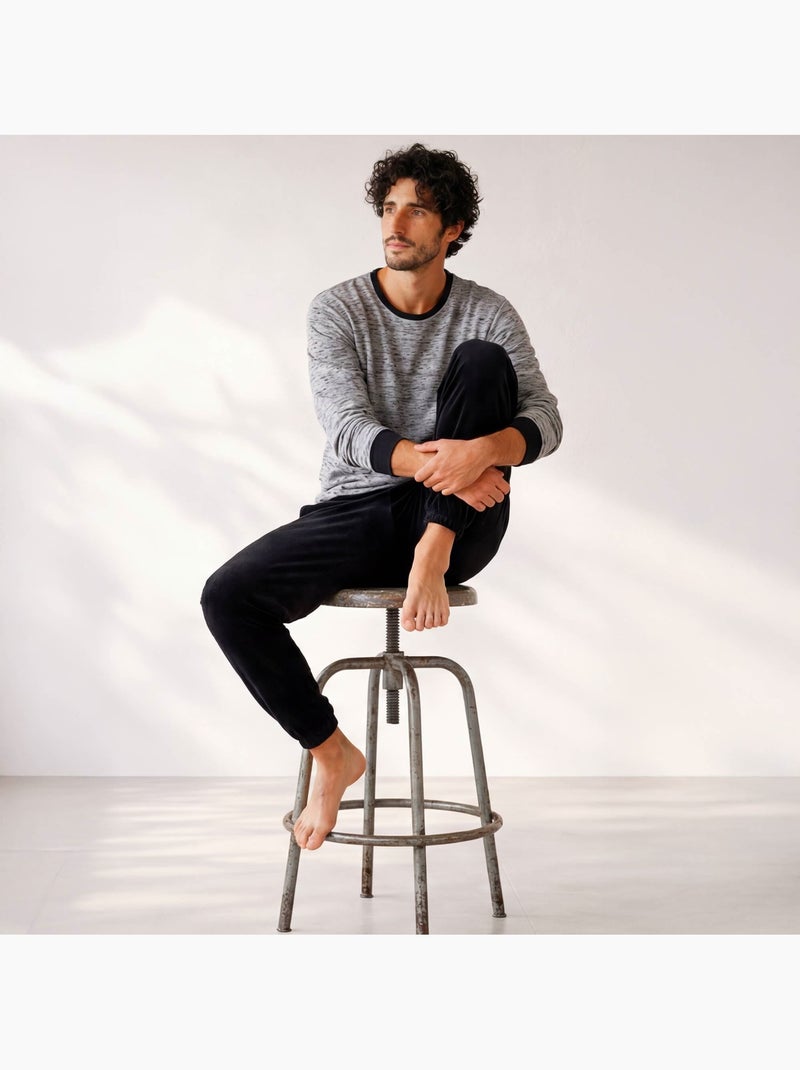 Pyjama   simplicity is the ke gris chiné/marine - hechter Gris clair - Kiabi