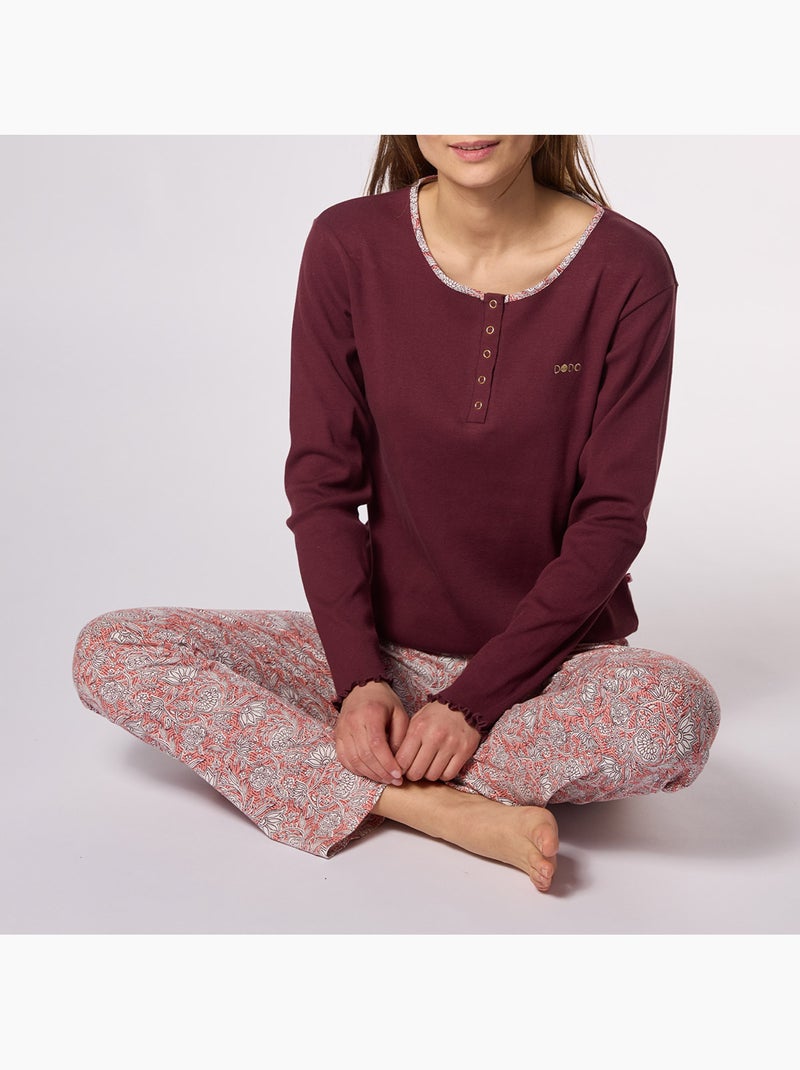 Pyjama   SOUK bordeaux/imprimé - DODO Rouge - Kiabi
