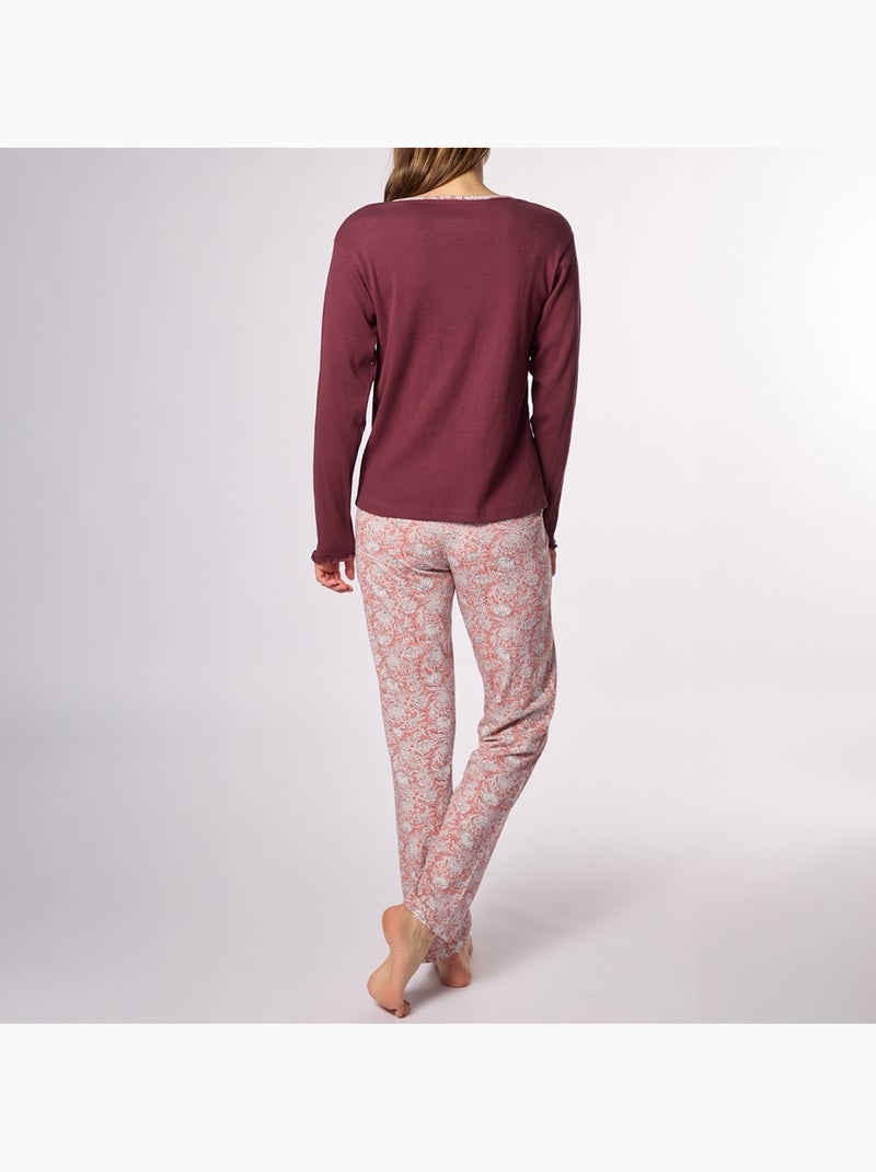 Pyjama   SOUK bordeaux/imprimé - DODO Rouge - Kiabi